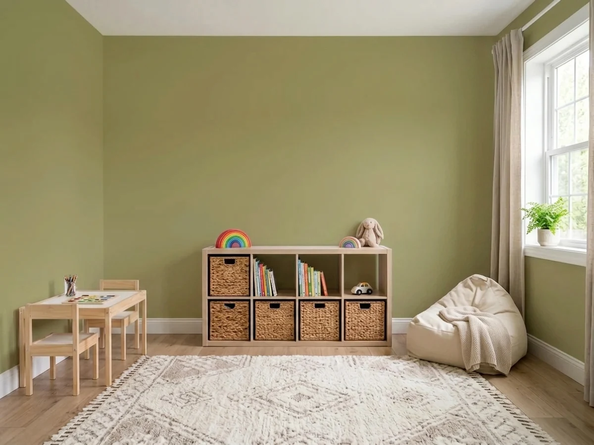 Behr Garden Salt Green in a playroom