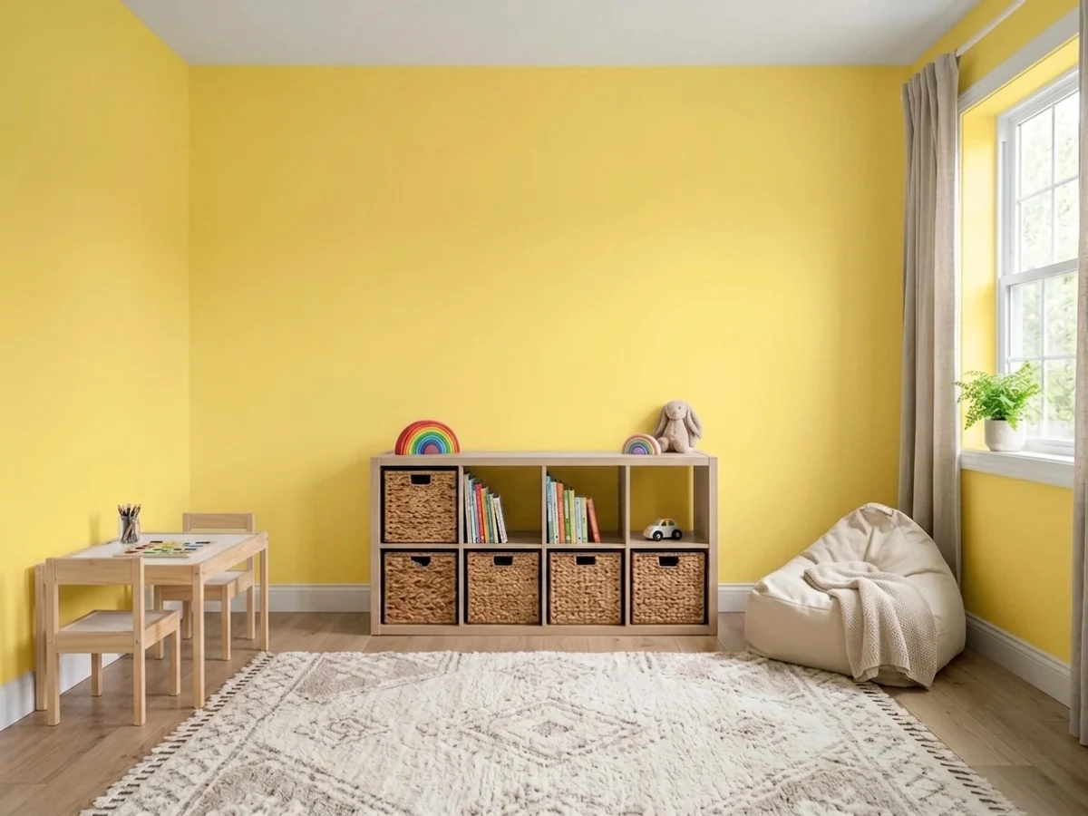 Benjamin Moore Banana Yellow in a playroom