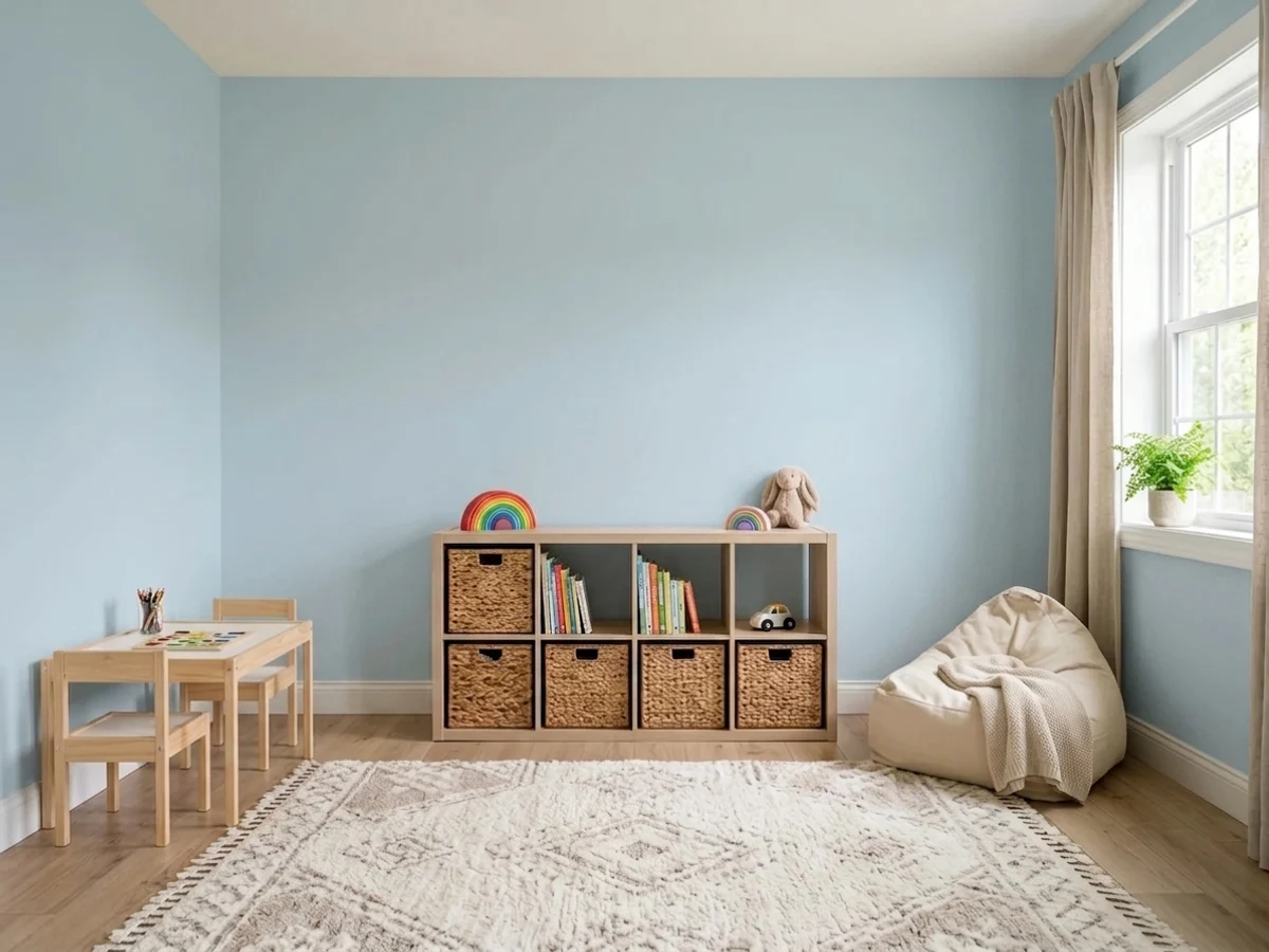 botanical hydrangea blue — trending blue playroom colors 2026