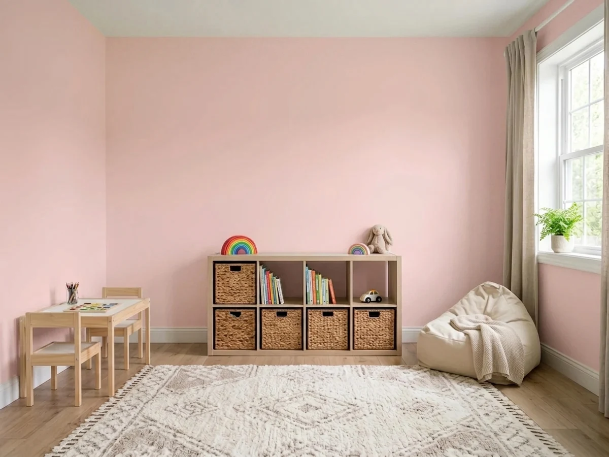 Benjamin Moore Rose Quartz in a playroom