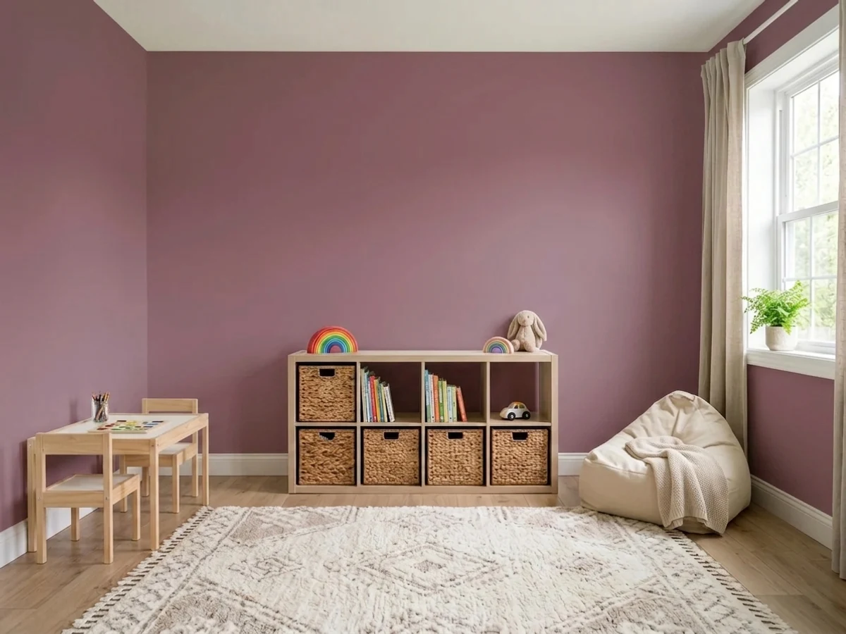 Dunn-Edwards Muted Berry in a playroom