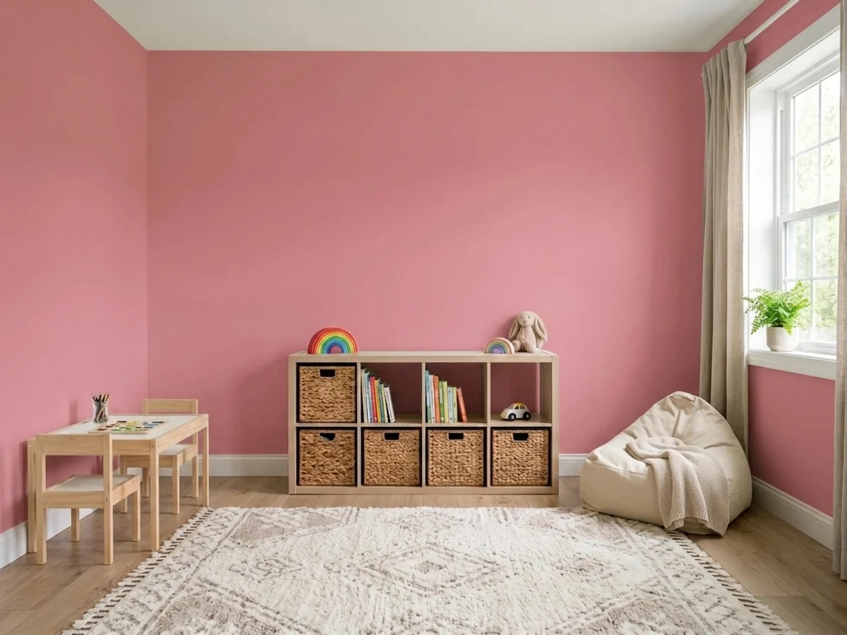 moody rose accent walls — trending pink playroom colors 2026