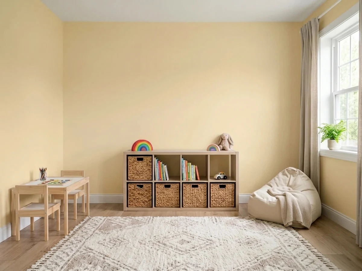 Sherwin-Williams Friendly Yellow in a playroom