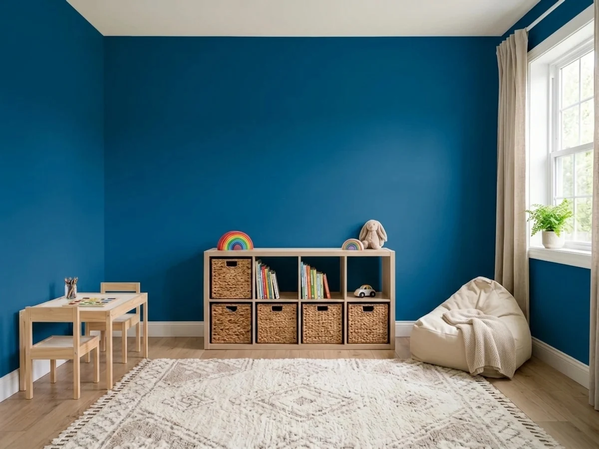 Sherwin-Williams Hyper Blue in a playroom