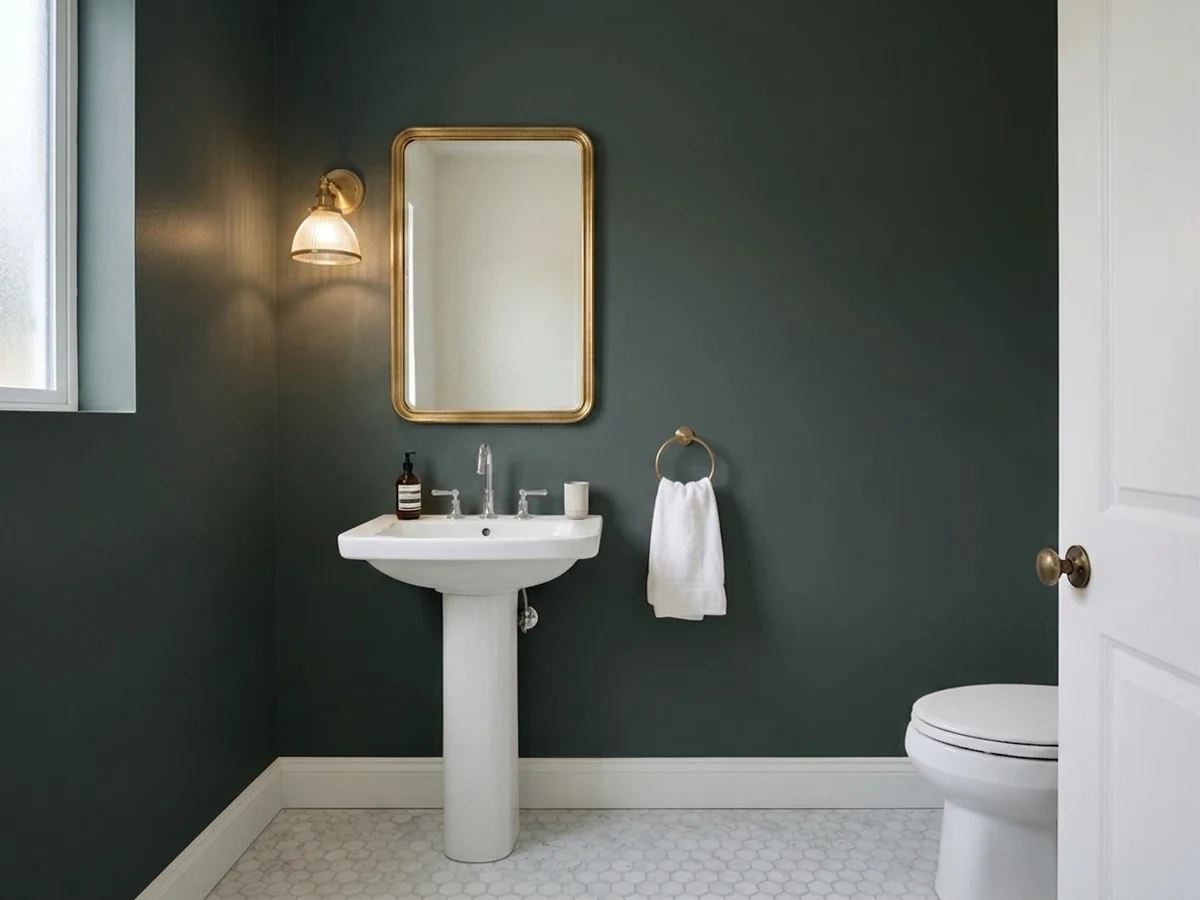 Behr Black Evergreen in a powder room