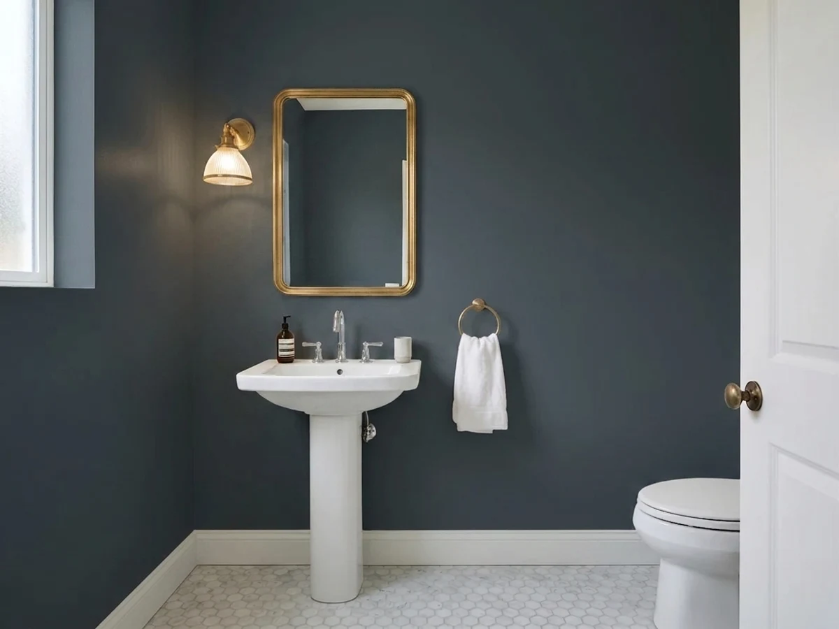Behr Charcoal in a powder room