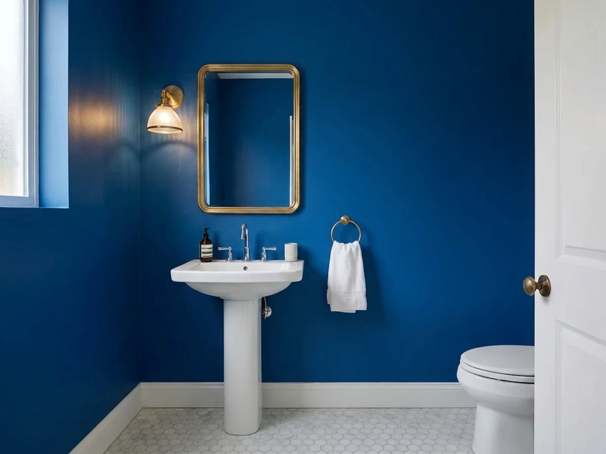 Behr Royal Breeze in a powder room