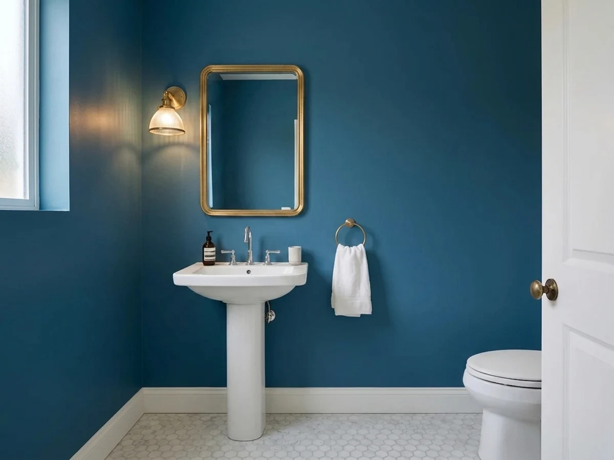 Behr Shasta Lake in a powder room