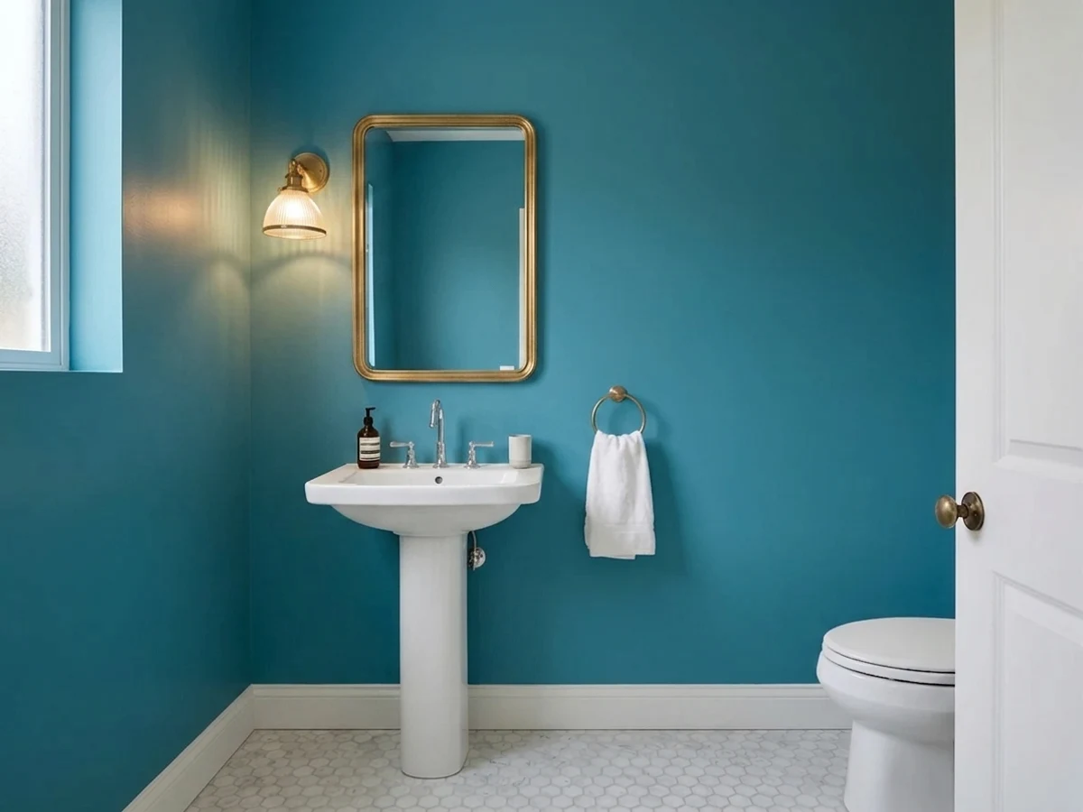 Benjamin Moore Dream I Can Fly in a powder room