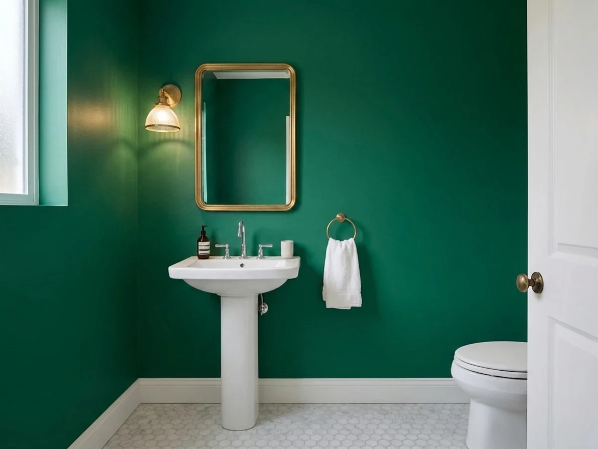 Benjamin Moore Green in a powder room