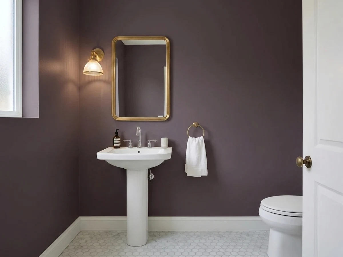 Farrow & Ball Pelt in a powder room