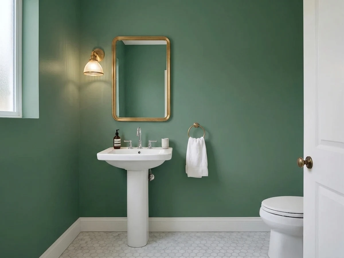 rich jewel-tone green — trending green powder room colors 2026