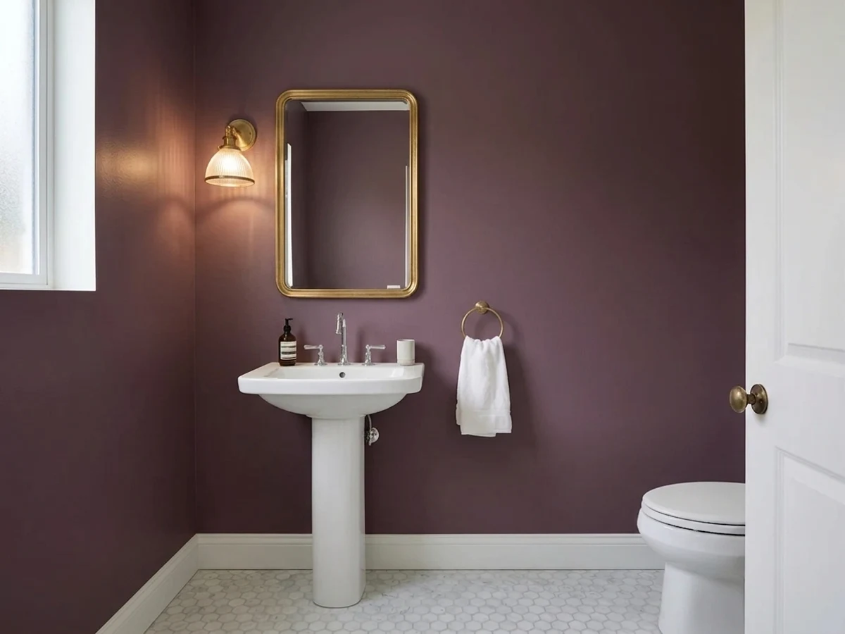 Sherwin-Williams Mature Grape in a powder room