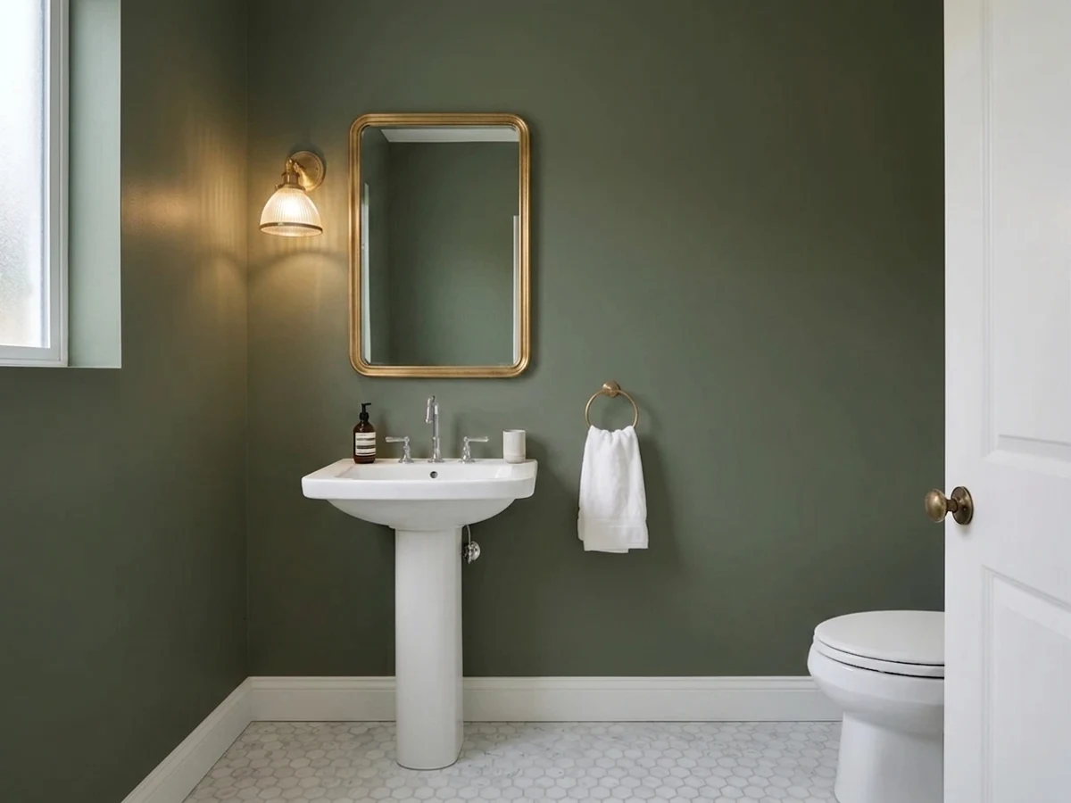 Sherwin-Williams Rosemary in a powder room