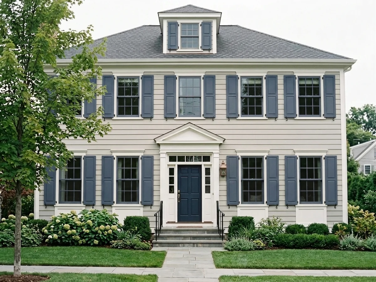 Benjamin Moore Kensington Blue in a shutters