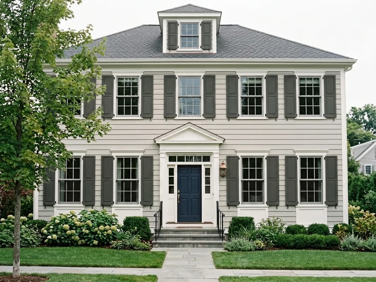 Wrought Iron — gray shutters painted in Wrought Iron