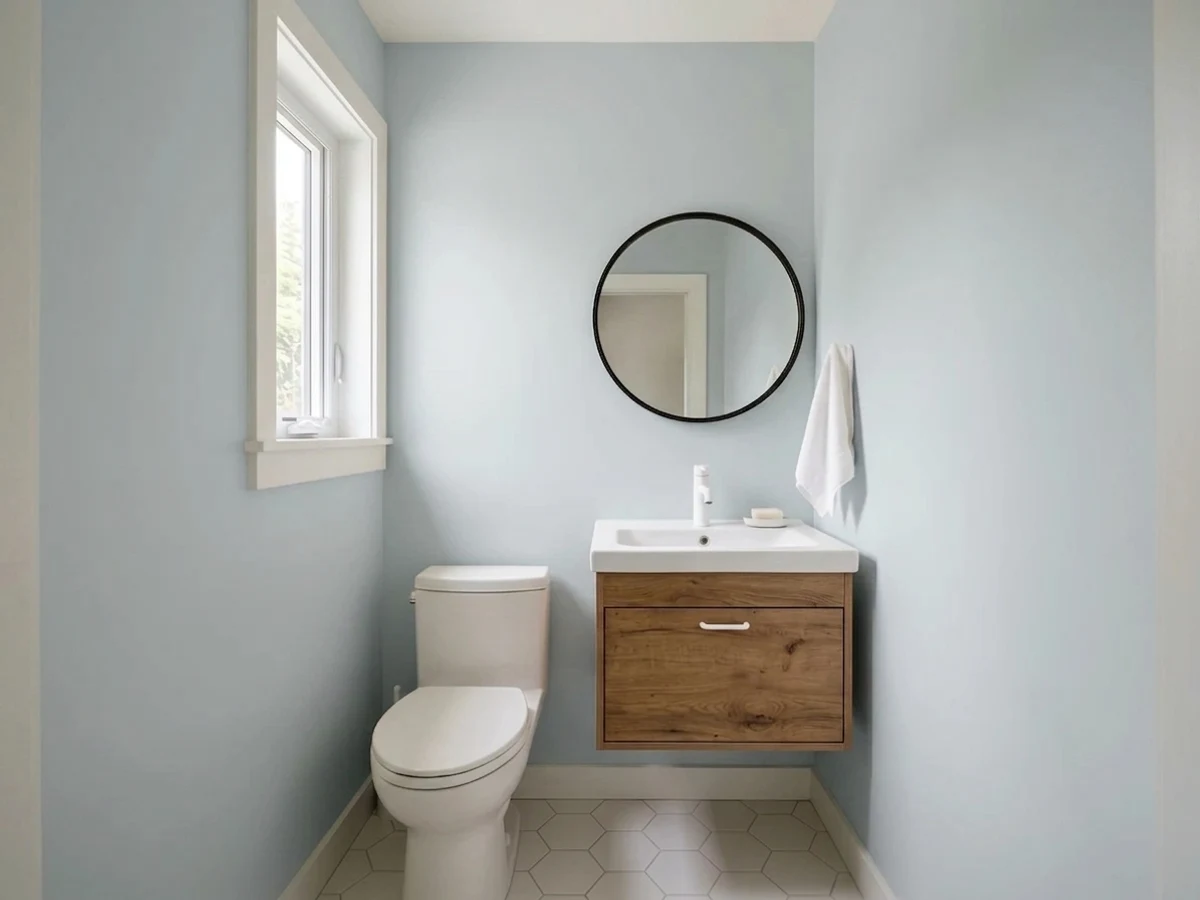 gray small bathroom color idea — Misty