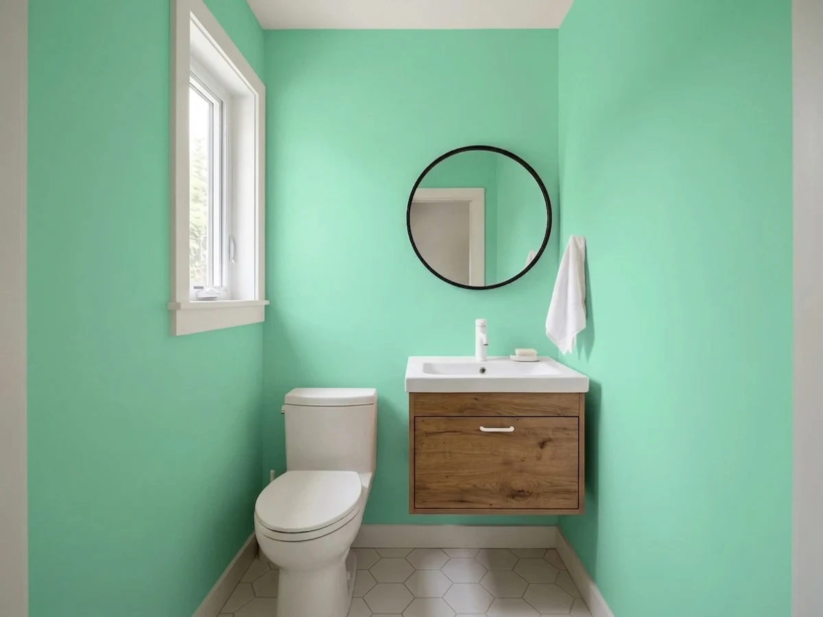 green small bathroom color idea — Sprig of Mint