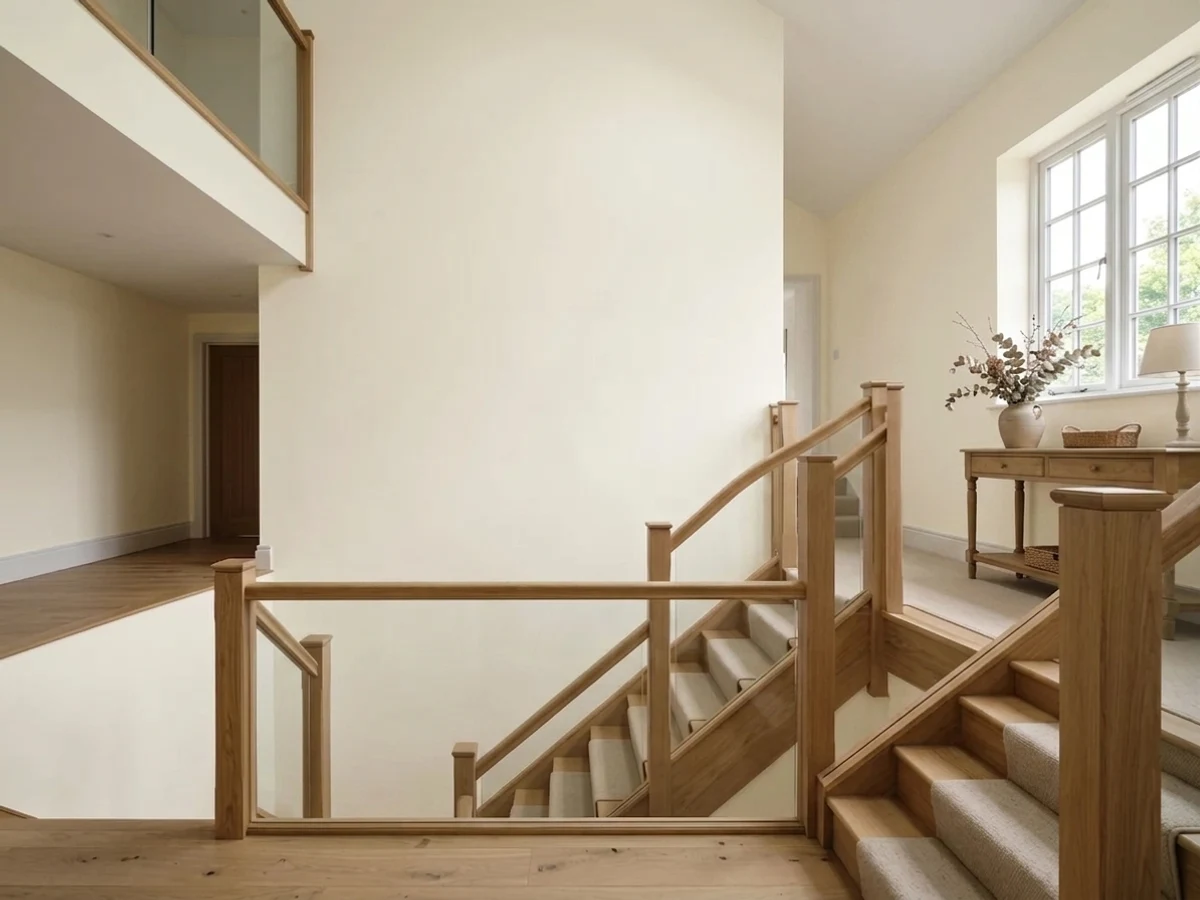 crisp cool white trim — trending white staircase colors 2026