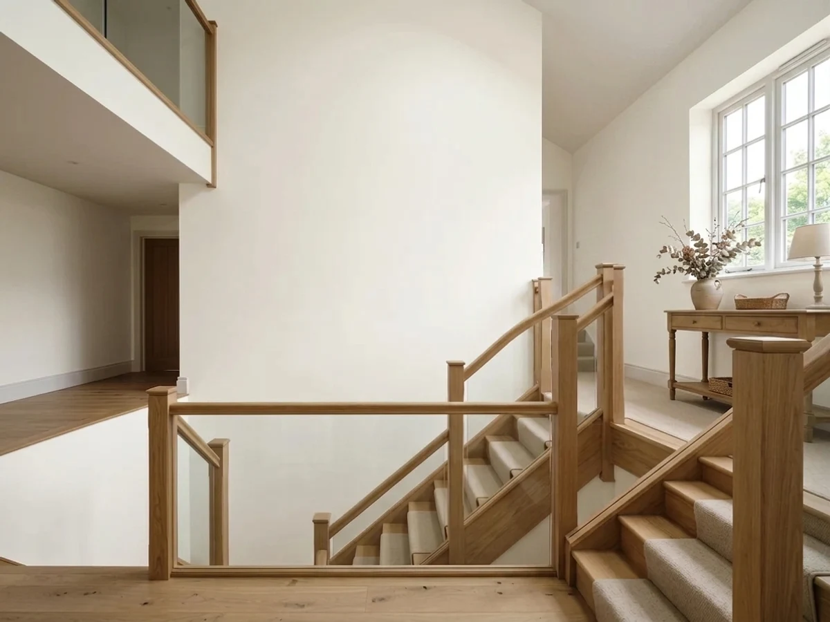 Benjamin Moore Mountain Peak White in a stairway