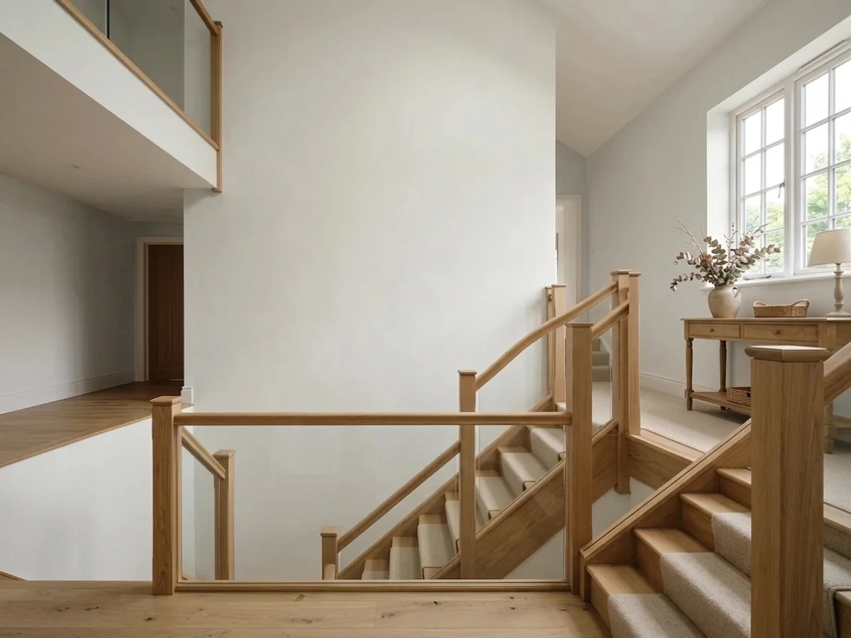soft warm white with depth — trending white staircase colors 2026