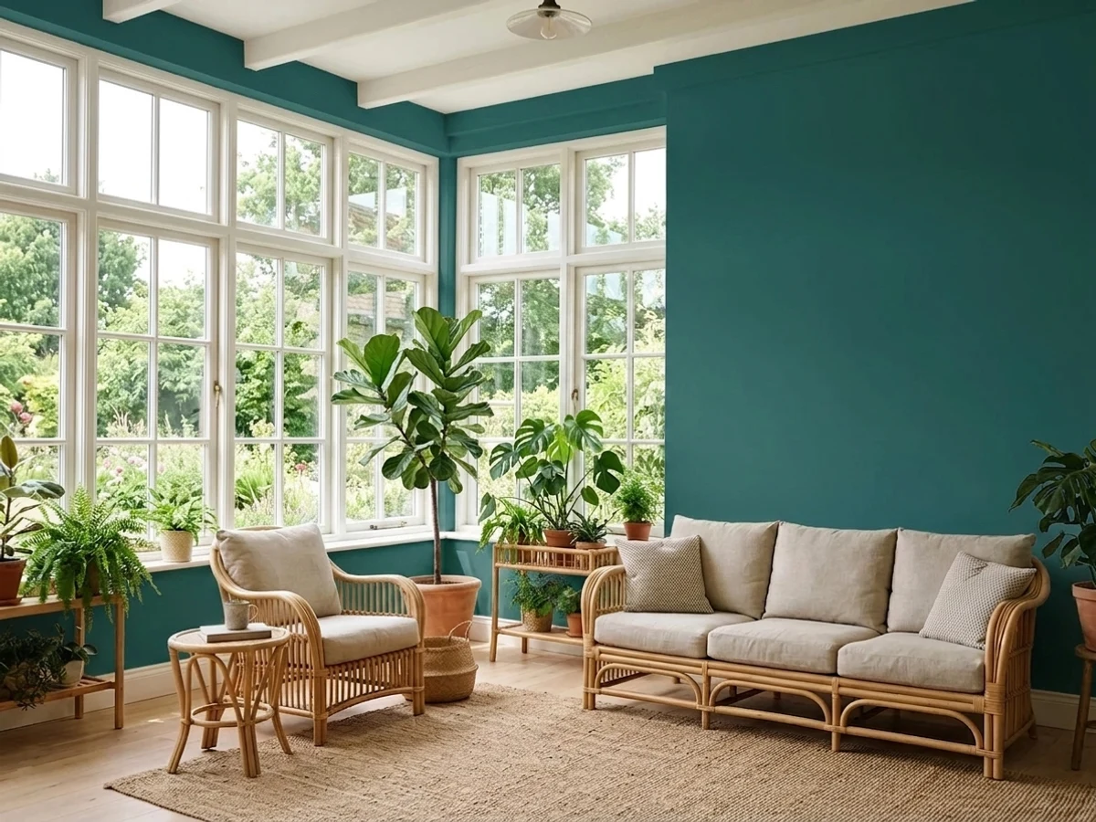Behr Moonlit Pool in a sunroom