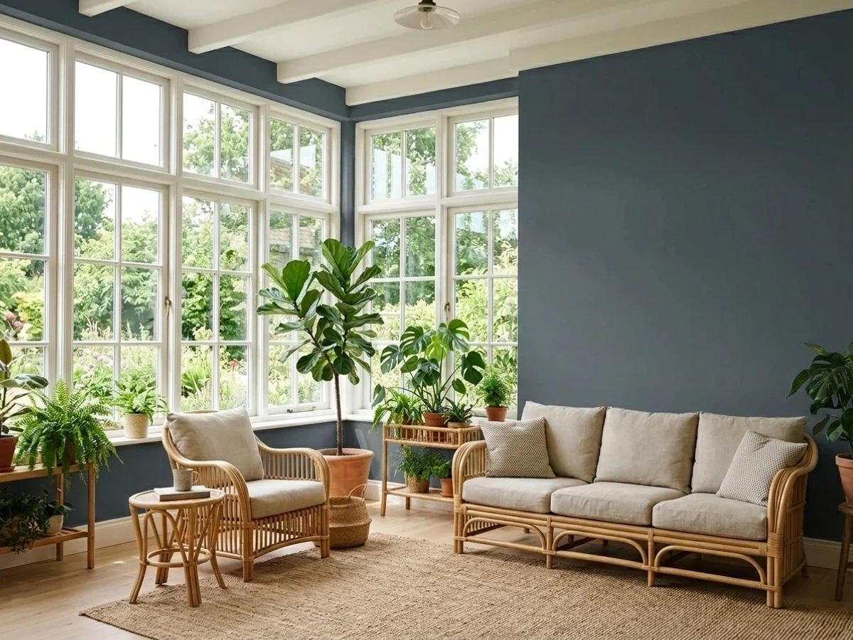 Glidden Midnight Hour in a sunroom