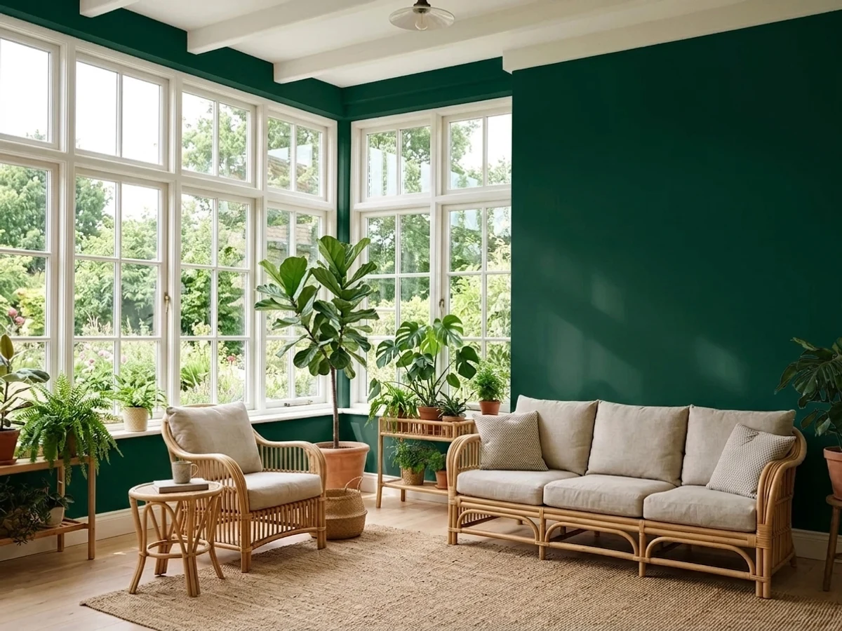 Sherwin-Williams English Ivy in a sunroom