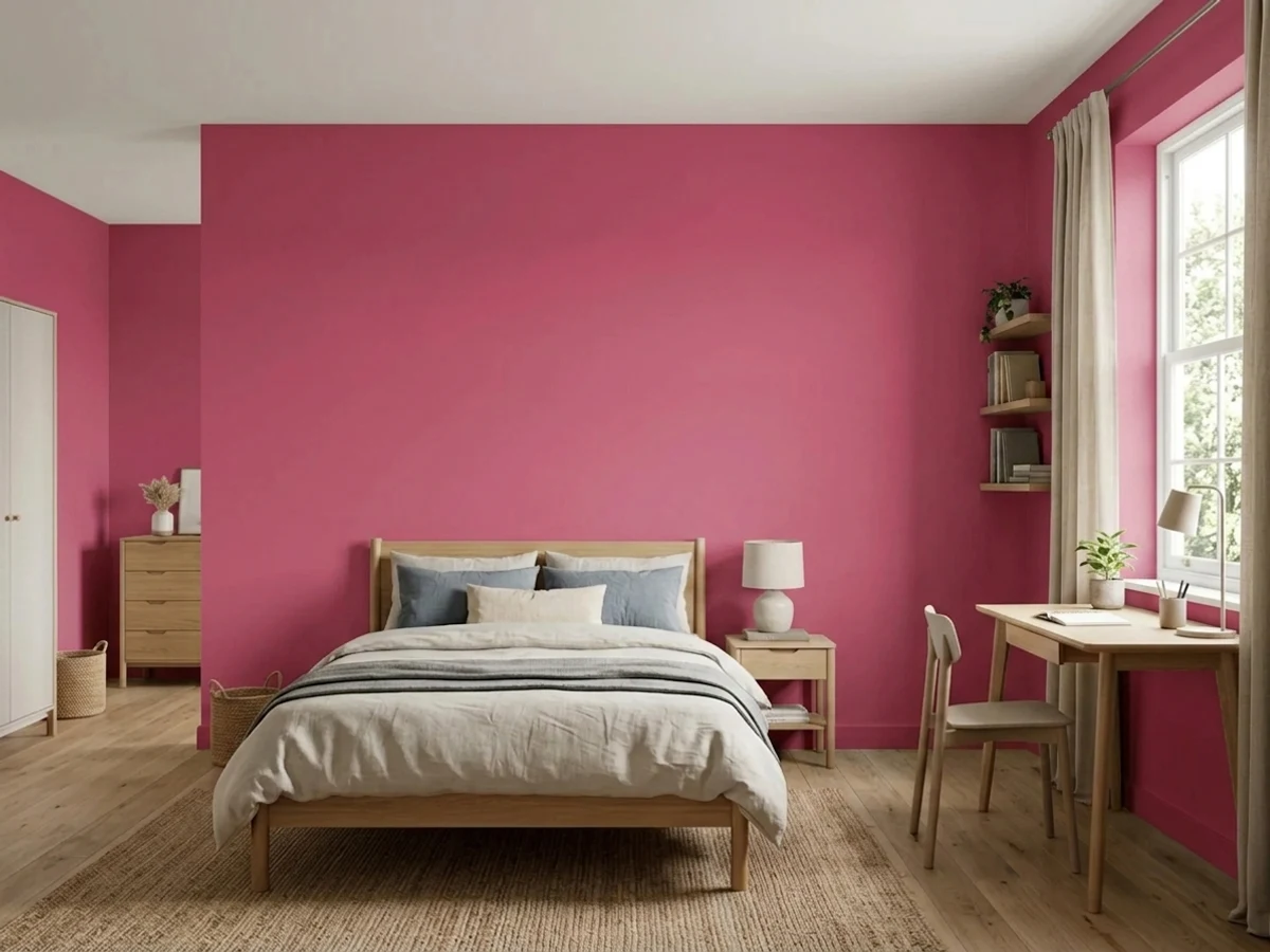 bold saturated pink drenching — trending pink teen room colors 2026