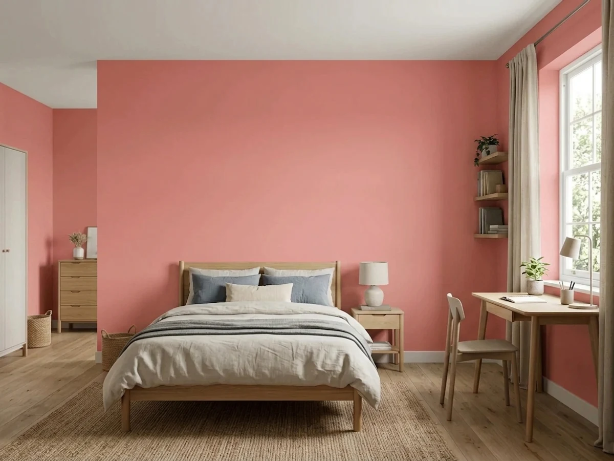 punchy warm pink over pastel — trending pink teen room colors 2026