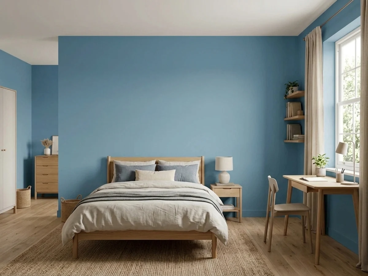 deep saturated blue over bright primary — trending blue teen room colors 2026