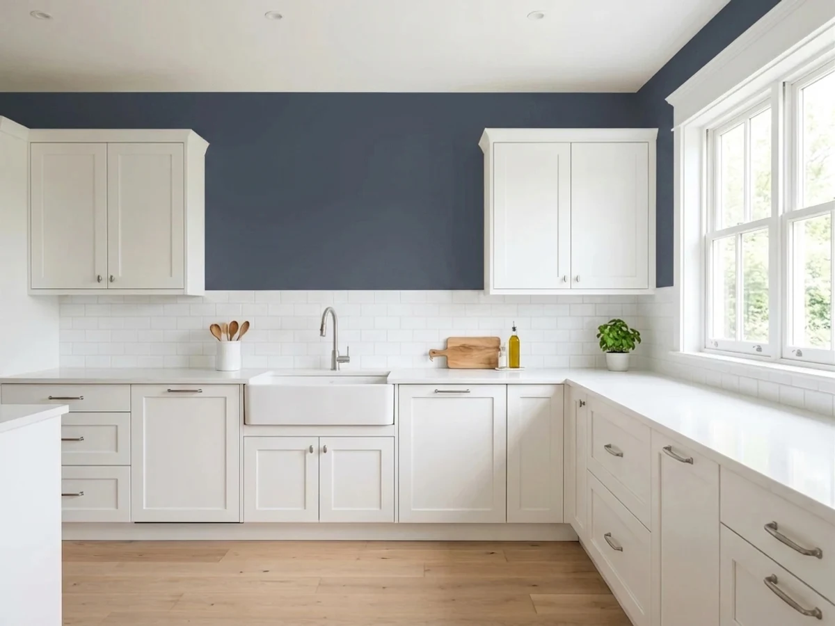 blue white kitchen color idea — Hale Navy